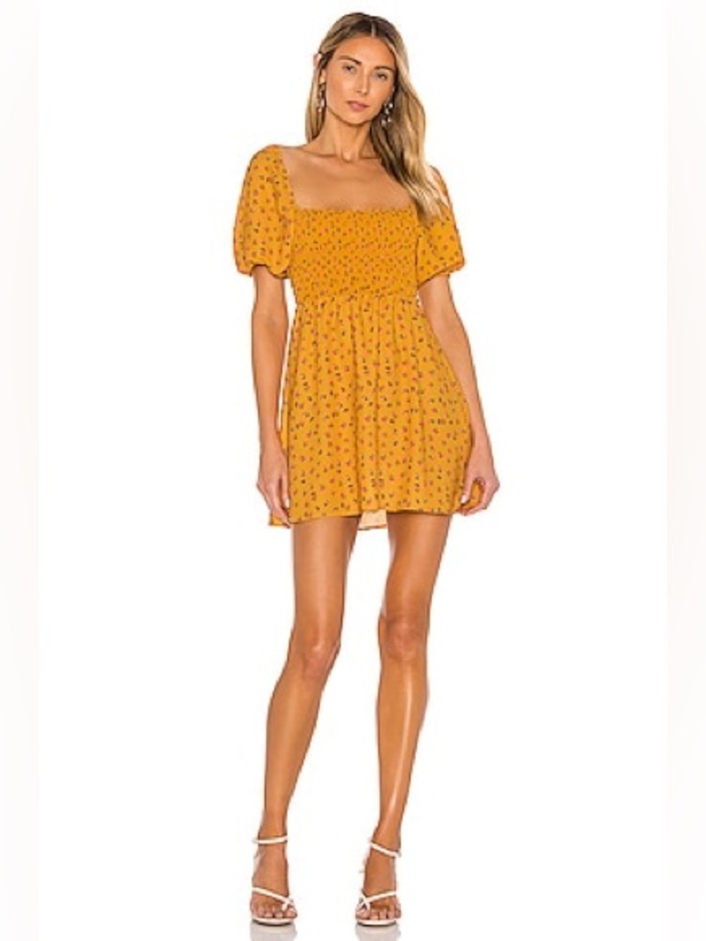 RESA Blake Mini Dress in Yellow Floral Made in USA (127)